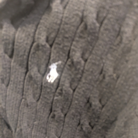 Ralph Lauren Black Cable Knit Zip-Up Hoodie - Picture 2 of 5